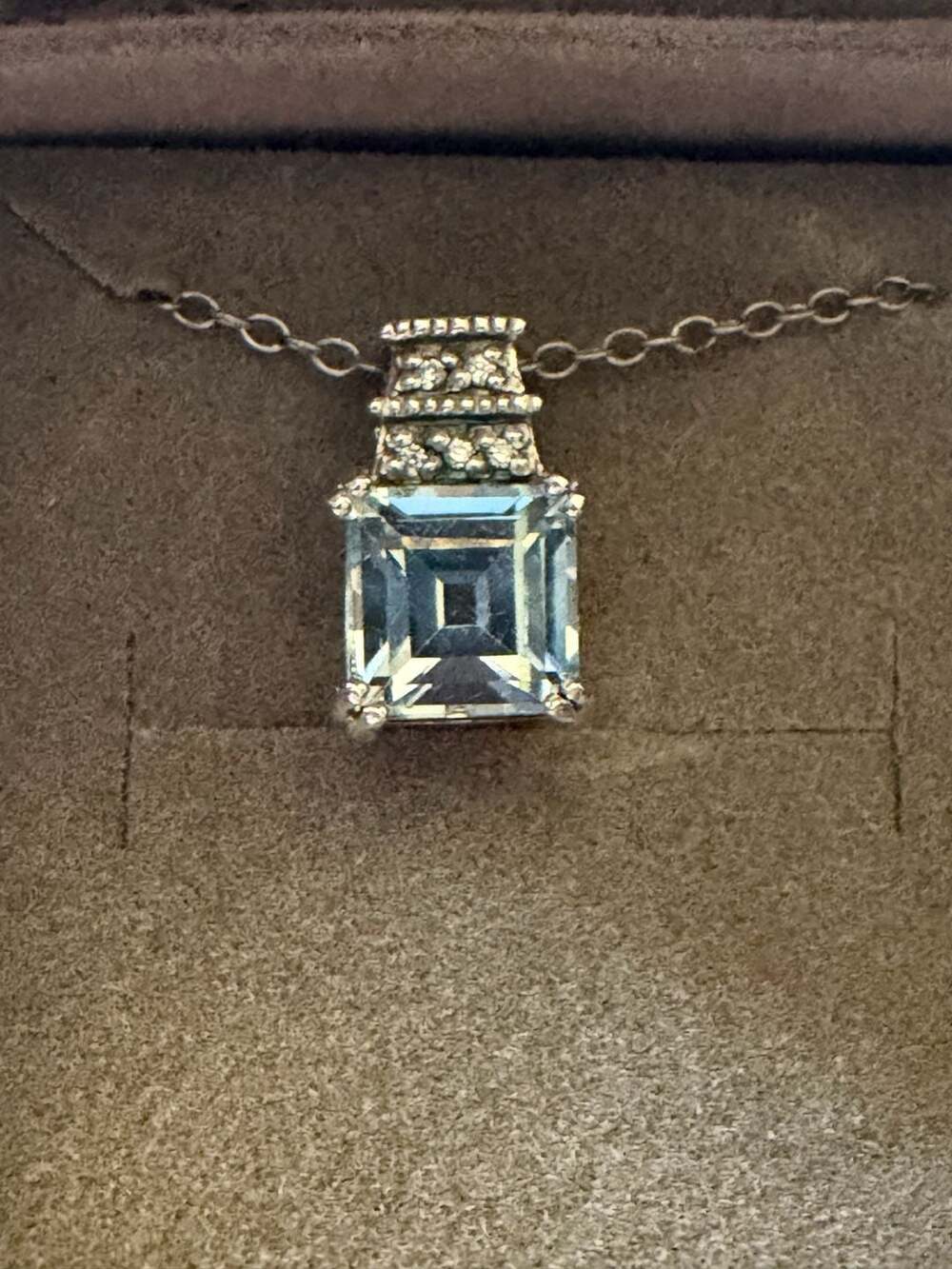 Blue Topaz December Birthstone Pendant Necklace View 2